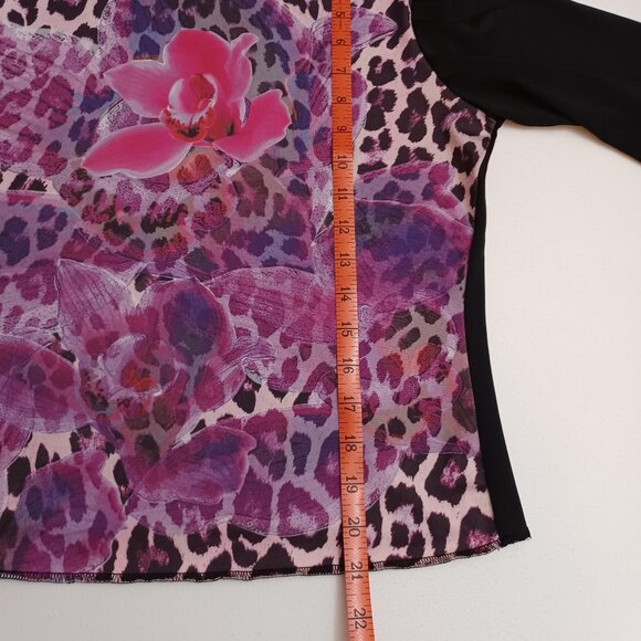 Women's Xhilaration Flower Animal Cheetah Print Top in Size Medium - Picture 6 of 7